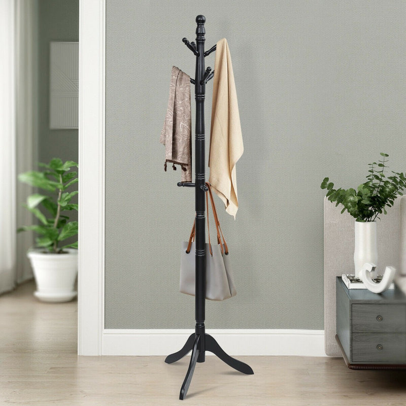 Canora Grey Mccants Solid Wood 9 Hook Freestanding Coat Rack Wayfair